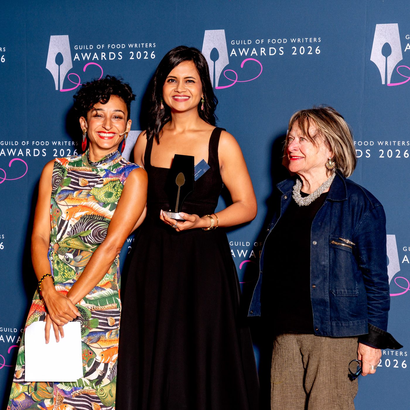 Ankita holding her trophy at the Guild of Food Writers Awards 2026