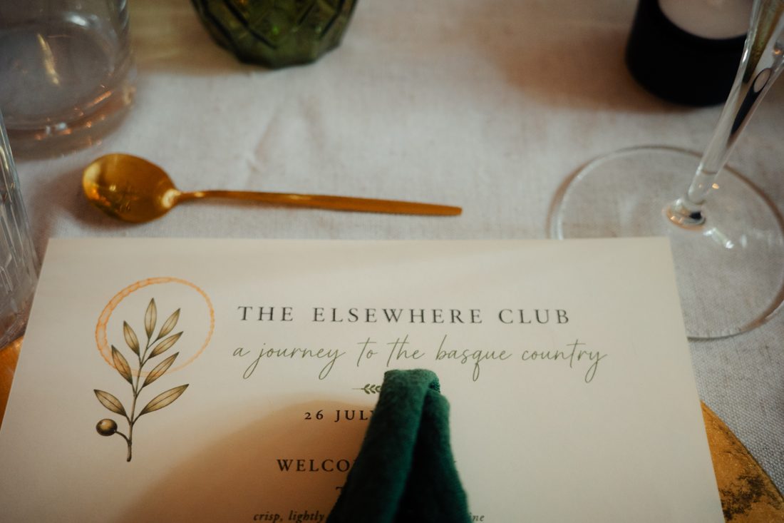 The Elsewhere Club menu card