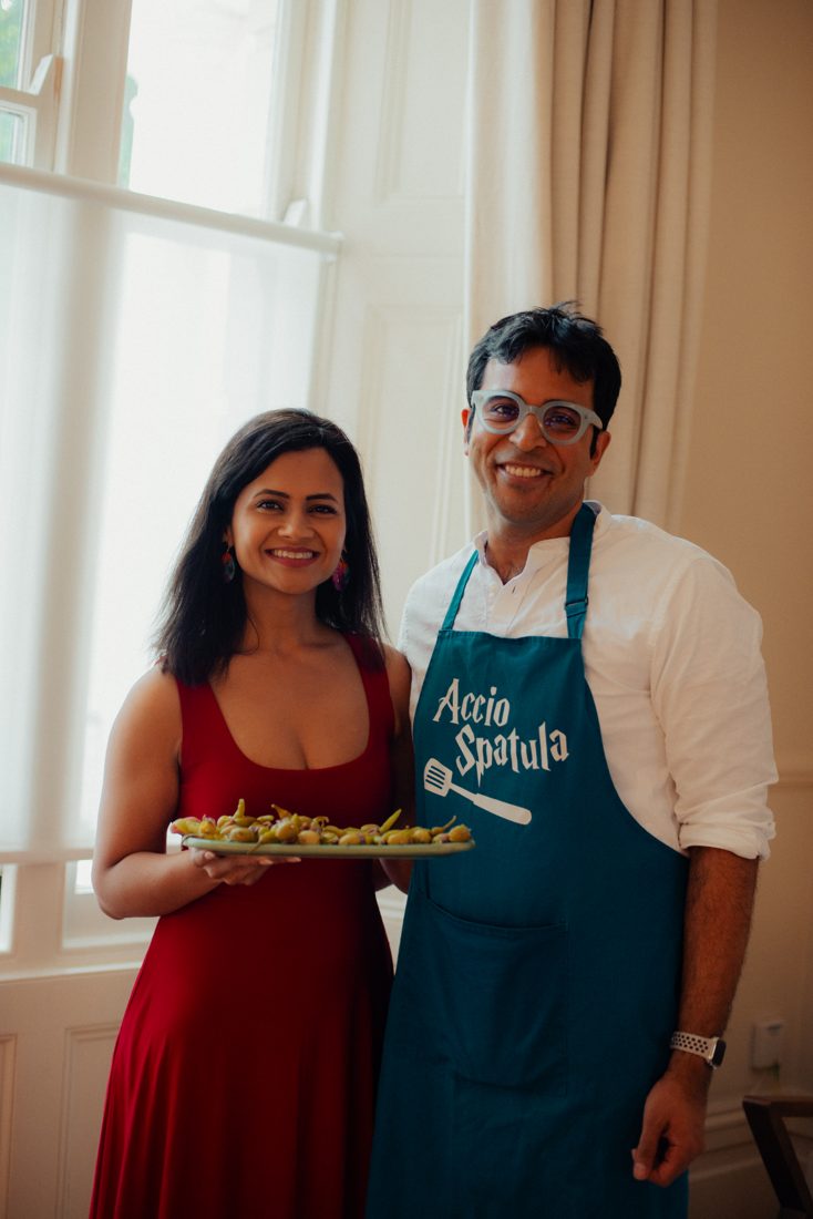 Ankita and her co-cook with the first course