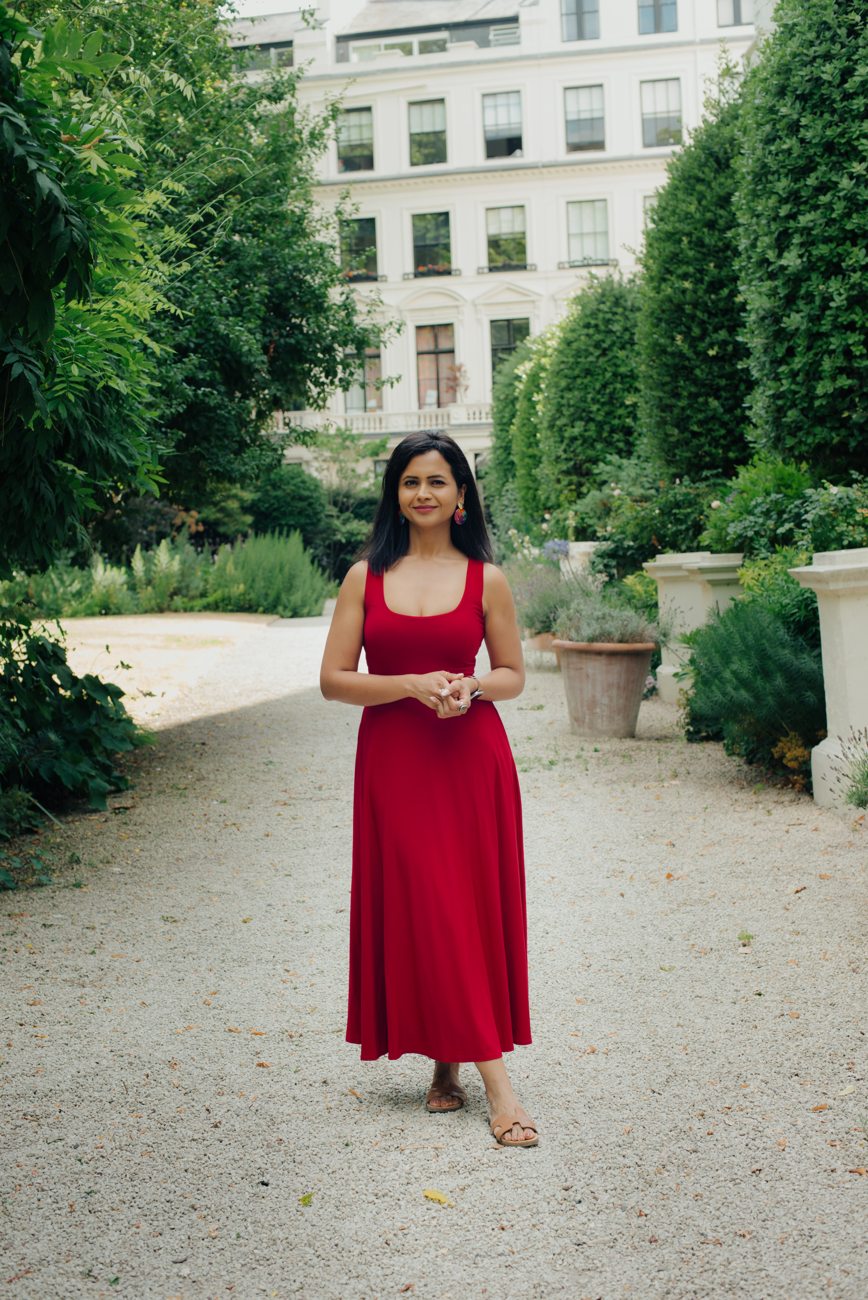 Ankita Neotia standing on a garden path
